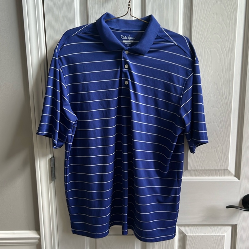 Walter Hagen Hydro-dri royal blue and white pin stripe shirt size XL